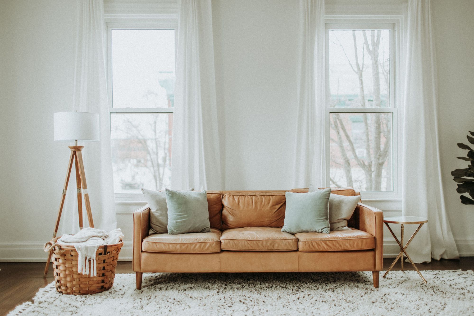 Sofa styled with velvet cushions